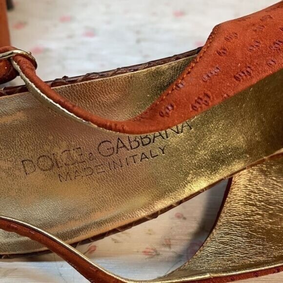 Dolce & Gabbana Womens Pointed Toe Slingback Stiletto Heels Size 38.5 Croc Embos - Picture 4 of 12